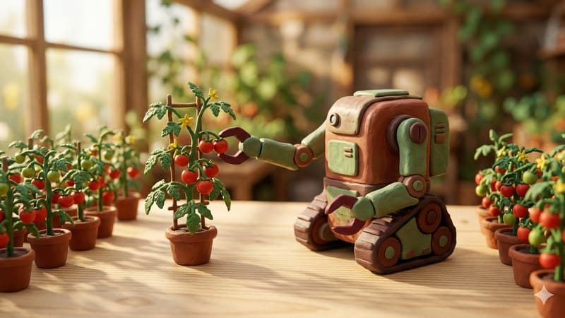 Robot de IA mejora la cosecha de tomates en agricultura